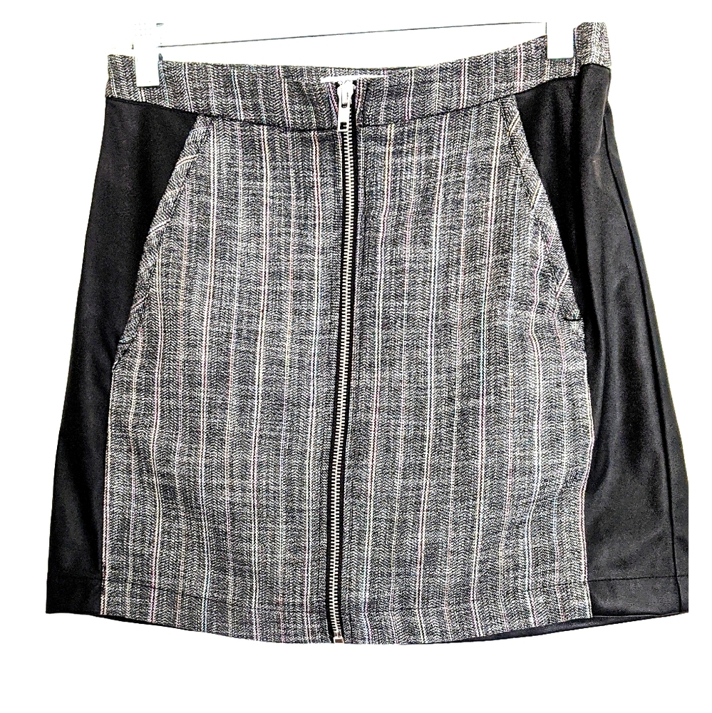 BCBG Faux leather striped mini skirt